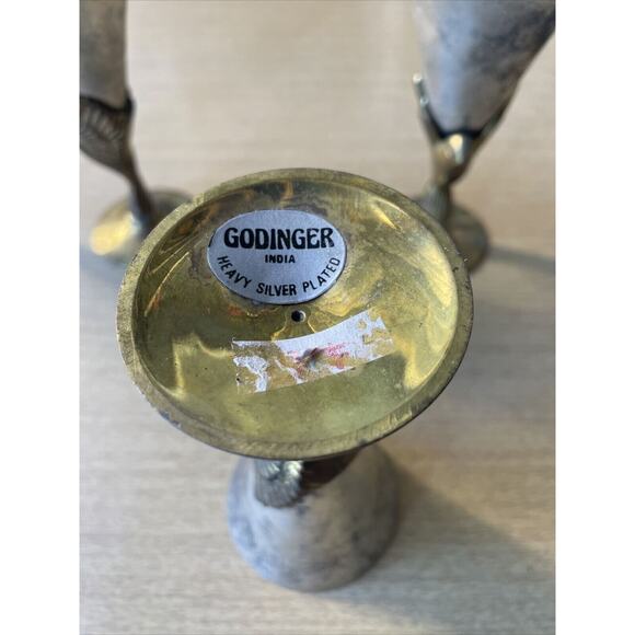 Godinger India Vintage 1970s Set 4 Silver & Brass Eagle 5 1/4” Cordial Cups - Picture 5 of 6